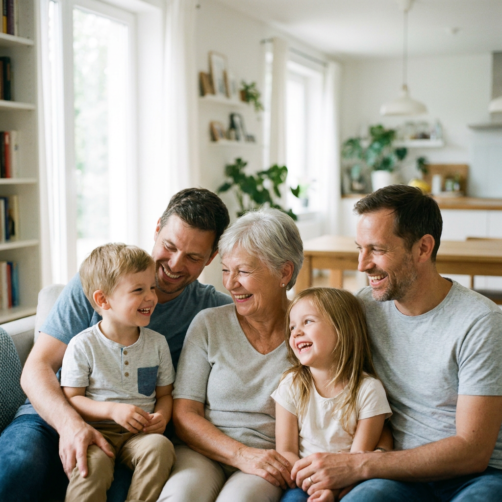 A happy family smiling together